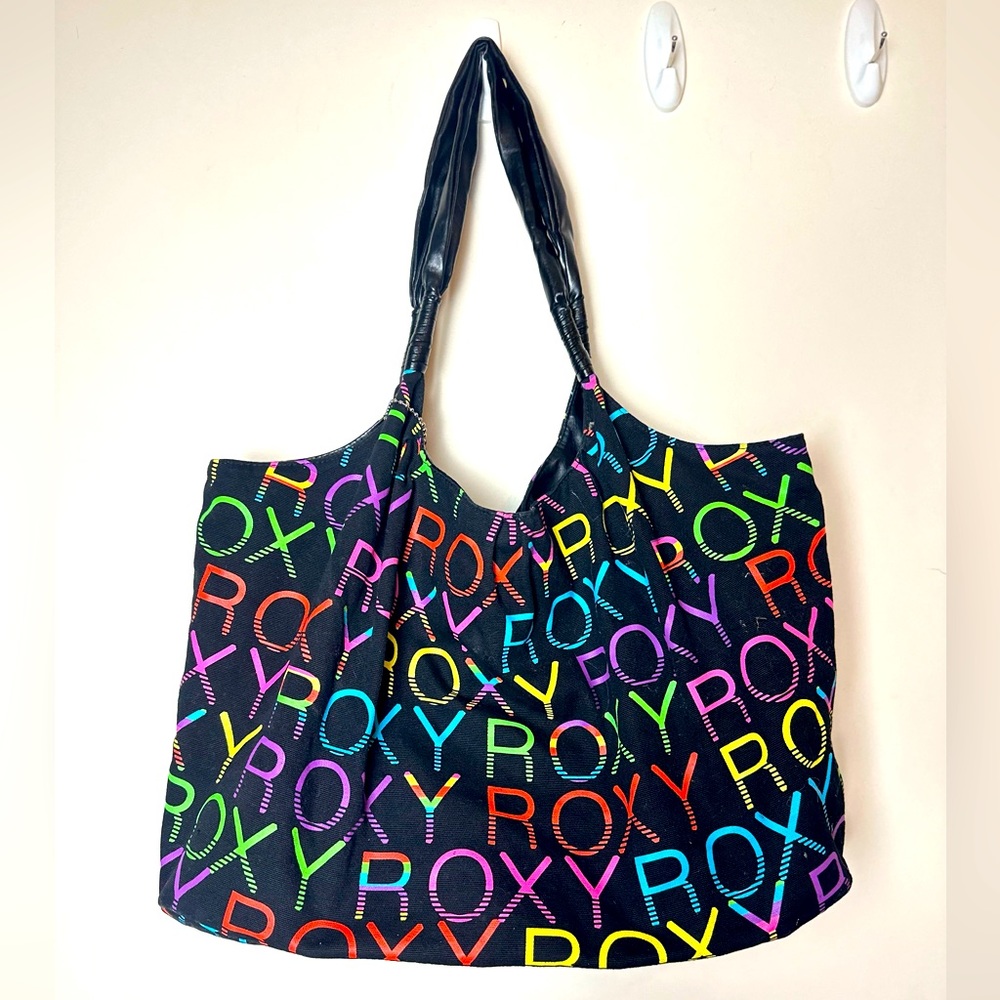 ROXY Tote Bag beach rainbow purse vintage 90s 00s Y2K